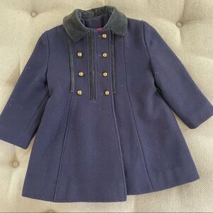 F. W. Fischer Vintage Girls Dress Coat Wool Blend Navy Black 4